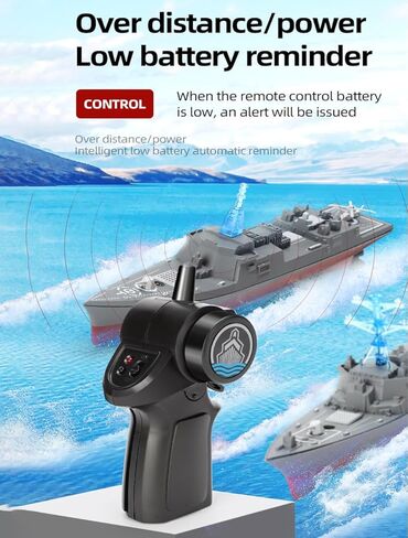 Battleship RC Control Control RC ، قارب التحكم عن بعد 2.4 جيجا هرتز للبحيرات والأنهار ، RC Arleigh Burke Class Destroyer Model مع تذكير بطارية منخفضة للأطفال والبالغين in Kuwait