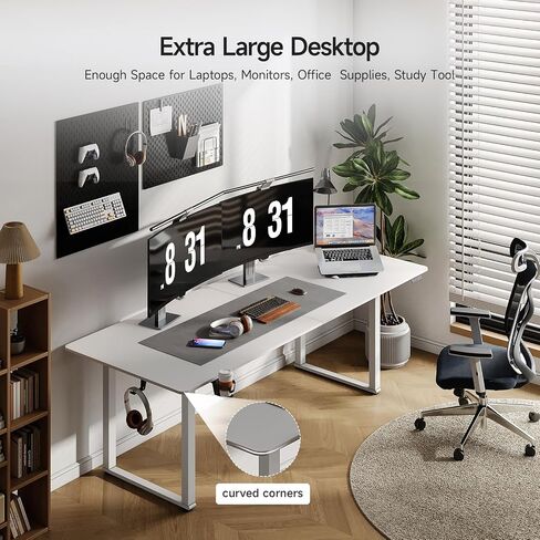 Standing Desk, 71x32 Inches Rectangle Stand Up Desk with 4 Legs, Dual Motor and Memory Controller, Adjustable Height from 28-46 Inches for Home and Computer Workstation, White in Saudi Arabia