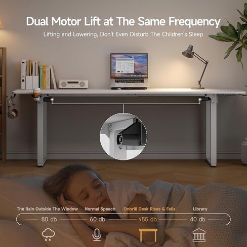 Standing Desk, 71x32 Inches Rectangle Stand Up Desk with 4 Legs, Dual Motor and Memory Controller, Adjustable Height from 28-46 Inches for Home and Computer Workstation, White in Saudi Arabia