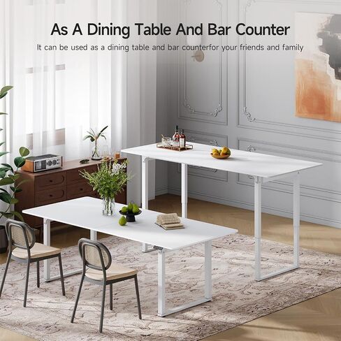Standing Desk, 71x32 Inches Rectangle Stand Up Desk with 4 Legs, Dual Motor and Memory Controller, Adjustable Height from 28-46 Inches for Home and Computer Workstation, White in Saudi Arabia