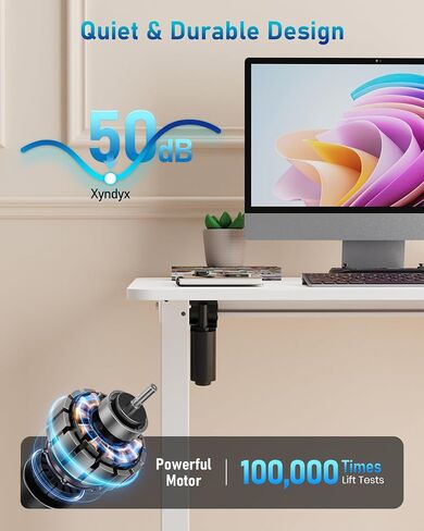 Small Height Adjustable Electric Standing Desk, 31.5" x 23.6" Sit Stand up Desk with Splice Board, Ergonomic Rising Computer Home Office Desk Table with Memory Preset, White Frame/White Top in Kuwait