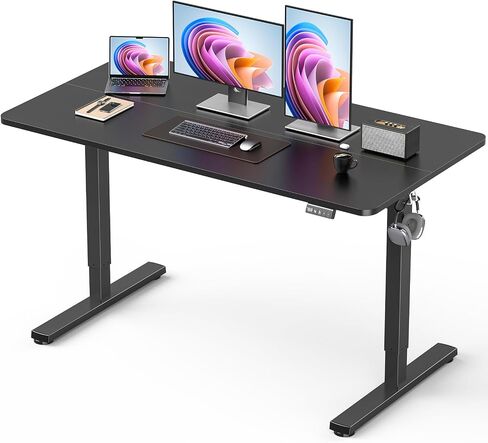 Small Height Adjustable Electric Standing Desk, 31.5" x 23.6" Sit Stand up Desk with Splice Board, Ergonomic Rising Computer Home Office Desk Table with Memory Preset, White Frame/White Top in Kuwait