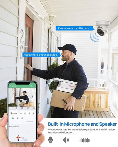 متوافق مع كاميرا Hikvision 4MP Varifocal IP PoE، كاميرا أمان زووم بصري، عدسة 2.8-12 مم، كشف الإنسان/المركبة، رؤية ليلية ملونة EXIR 164ft، H.265+، 120dB WDR، MicroSD(512G) in Kuwait