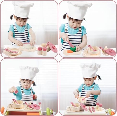 TYRY.HU Play Kitchen Accessories, 11Pcs Pretend Play Toys, BPA Free Silicone Play Kitchen Set, Pretend Play for Toddlers 1-3, Play Kitchen Cooking Utensils Pots & Pans, Learning Gifts for Kids, Pink in Saudi Arabia