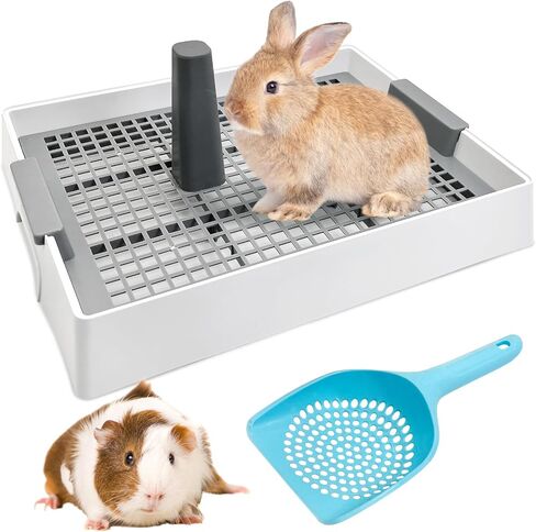 Tfwadmx Guinea Pig Litter Pan with Grid Large Rabbit Litter Box Small Animal Potty Trainer Bunny Corner Tray Toilet with Scoop for Chinchilla Guinea Pigs Ferret Hedgehog in Saudi Arabia