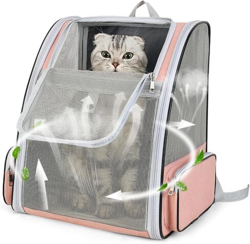 Cat Backpack Carrier Large Pet Backpack for Small Dog Medium Cat Puppy Kitten Bunny up to 15lbs, Ventilated Mesh Dog Collapsible Travel Backpack for Hiking Walking Outdoor in Kuwait
