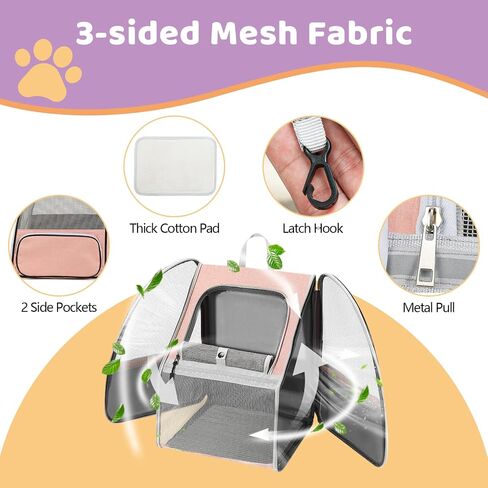 Cat Backpack Carrier Large Pet Backpack for Small Dog Medium Cat Puppy Kitten Bunny up to 15lbs, Ventilated Mesh Dog Collapsible Travel Backpack for Hiking Walking Outdoor in Kuwait