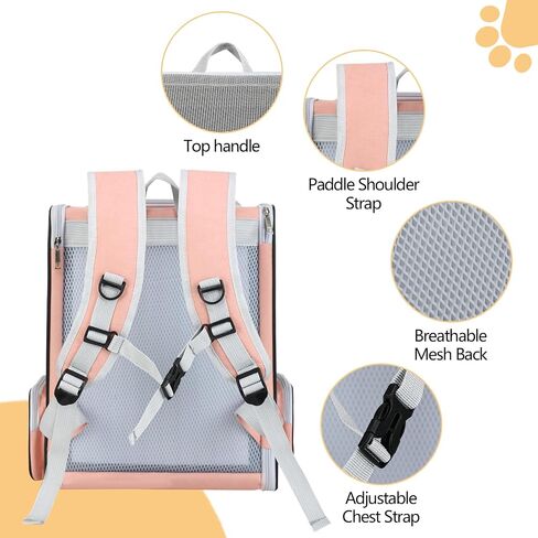 Cat Backpack Carrier Large Pet Backpack for Small Dog Medium Cat Puppy Kitten Bunny up to 15lbs, Ventilated Mesh Dog Collapsible Travel Backpack for Hiking Walking Outdoor in Kuwait