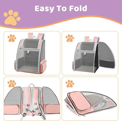 Cat Backpack Carrier Large Pet Backpack for Small Dog Medium Cat Puppy Kitten Bunny up to 15lbs, Ventilated Mesh Dog Collapsible Travel Backpack for Hiking Walking Outdoor in Kuwait