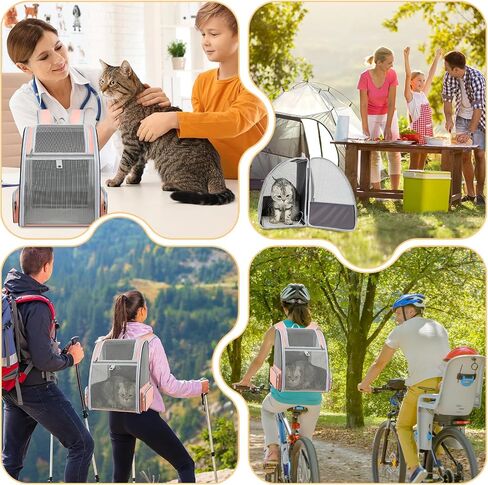 Cat Backpack Carrier Large Pet Backpack for Small Dog Medium Cat Puppy Kitten Bunny up to 15lbs, Ventilated Mesh Dog Collapsible Travel Backpack for Hiking Walking Outdoor in Kuwait