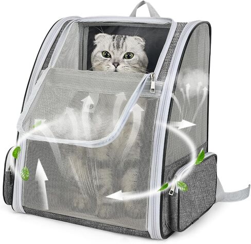 Cat Backpack Carrier Large Pet Backpack for Small Dog Medium Cat Puppy Kitten Bunny up to 15lbs, Ventilated Mesh Dog Collapsible Travel Backpack for Hiking Walking Outdoor in Kuwait