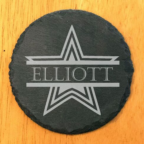Shining Stars: Personalized Slate Coasters with Name and Star - Round Slate - set of 4 in Saudi Arabia