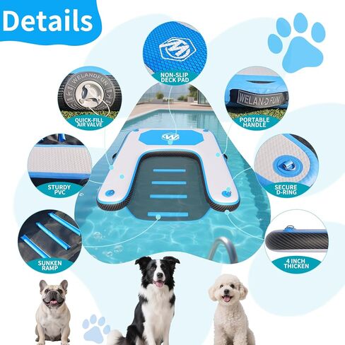 Inflatable Dog Water Ramp for Dogs Up to 220 lbs, Inflatable Dock Floating Platform with Non-Slip EVA Foam，Inflatable Dog Ramp for Boat,Pool, Dock, Lake in Saudi Arabia