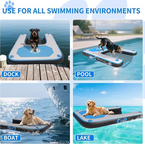Inflatable Dog Water Ramp for Dogs Up to 220 lbs, Inflatable Dock Floating Platform with Non-Slip EVA Foam，Inflatable Dog Ramp for Boat,Pool, Dock, Lake in Saudi Arabia