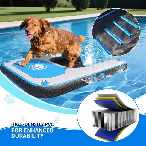 Inflatable Dog Water Ramp for Dogs Up to 220 lbs, Inflatable Dock Floating Platform with Non-Slip EVA Foam，Inflatable Dog Ramp for Boat,Pool, Dock, Lake in Saudi Arabia