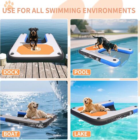 Inflatable Dog Water Ramp for Dogs Up to 220 lbs, Inflatable Dock Floating Platform with Non-Slip EVA Foam，Inflatable Dog Ramp for Boat,Pool, Dock, Lake in Kuwait