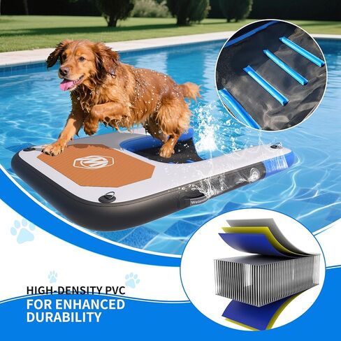 Inflatable Dog Water Ramp for Dogs Up to 220 lbs, Inflatable Dock Floating Platform with Non-Slip EVA Foam，Inflatable Dog Ramp for Boat,Pool, Dock, Lake in Kuwait