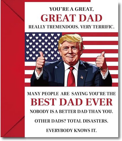 Funny Trump Fathers Day Card, Happy Birthday Cards Humor Gift from Son Daughter or Kids – Hilarious & Heartfelt Greeting Card for Dad, Grandpa, Husband – Premium Quality, Perfect for Father’s Day, Birthday, or Unique Gift in Saudi Arabia