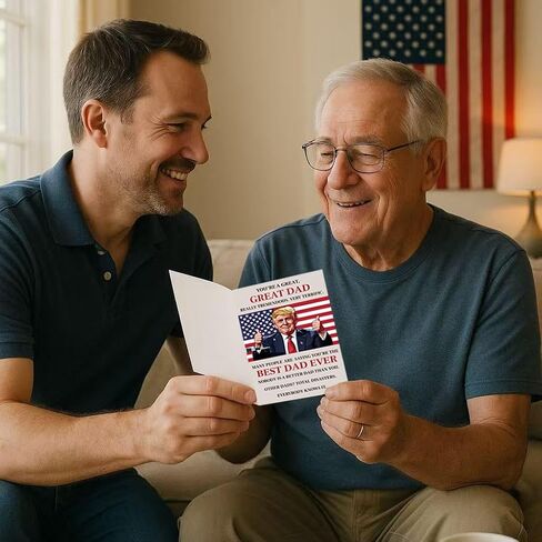 Funny Trump Fathers Day Card, Happy Birthday Cards Humor Gift from Son Daughter or Kids – Hilarious & Heartfelt Greeting Card for Dad, Grandpa, Husband – Premium Quality, Perfect for Father’s Day, Birthday, or Unique Gift in Saudi Arabia