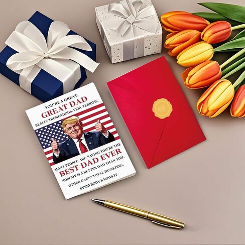 Funny Trump Fathers Day Card, Happy Birthday Cards Humor Gift from Son Daughter or Kids – Hilarious & Heartfelt Greeting Card for Dad, Grandpa, Husband – Premium Quality, Perfect for Father’s Day, Birthday, or Unique Gift in Saudi Arabia
