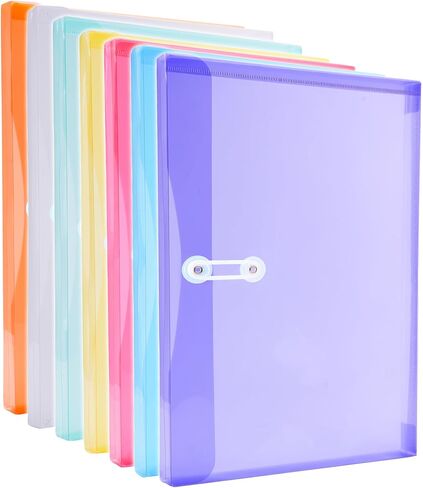 Legal Size Plastic Envelopes with String Tie Closure, 1-1/4" Expansion Clear Poly Envelope Side Loading File Folder Document Organizer for Legal Size Paper, Filing Folders, Office School Home (7) in Saudi Arabia