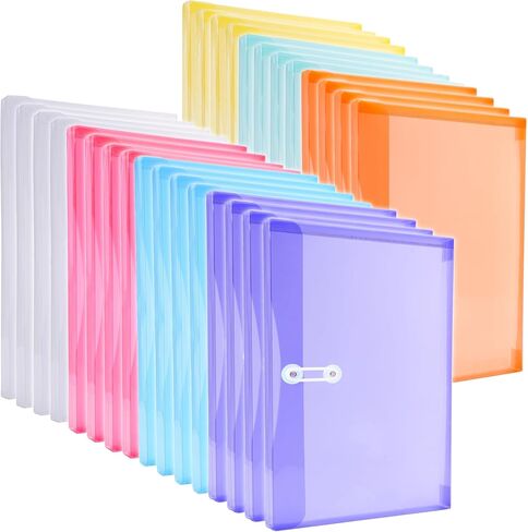 Legal Size Plastic Envelopes with String Tie Closure, 1-1/4" Expansion Clear Poly Envelope Side Loading File Folder Document Organizer for Legal Size Paper, Filing Folders, Office School Home (7) in Saudi Arabia