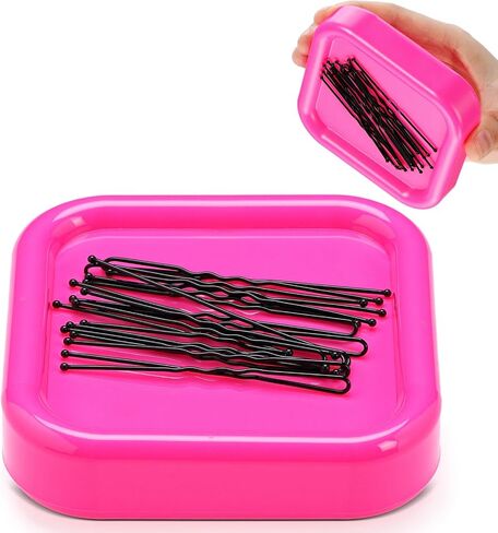 1 Pcs Magnetic Bobby Pin Holder Square Paper Clip Holder Magnetic Hairpin Storage Box Sewing Pincushion Hair Clip Collector for Desk Vanity Sewing DIY Project (Pink) in Saudi Arabia