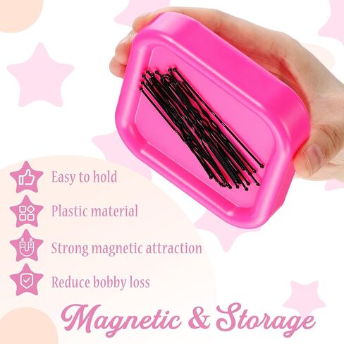 1 Pcs Magnetic Bobby Pin Holder Square Paper Clip Holder Magnetic Hairpin Storage Box Sewing Pincushion Hair Clip Collector for Desk Vanity Sewing DIY Project (Pink) in Saudi Arabia