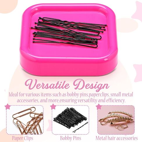 1 Pcs Magnetic Bobby Pin Holder Square Paper Clip Holder Magnetic Hairpin Storage Box Sewing Pincushion Hair Clip Collector for Desk Vanity Sewing DIY Project (Pink) in Saudi Arabia
