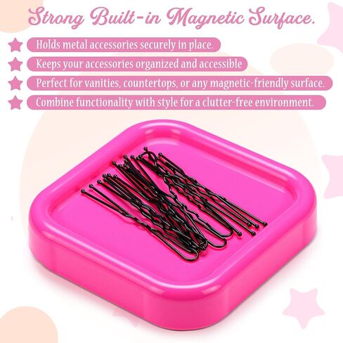 1 Pcs Magnetic Bobby Pin Holder Square Paper Clip Holder Magnetic Hairpin Storage Box Sewing Pincushion Hair Clip Collector for Desk Vanity Sewing DIY Project (Pink) in Saudi Arabia