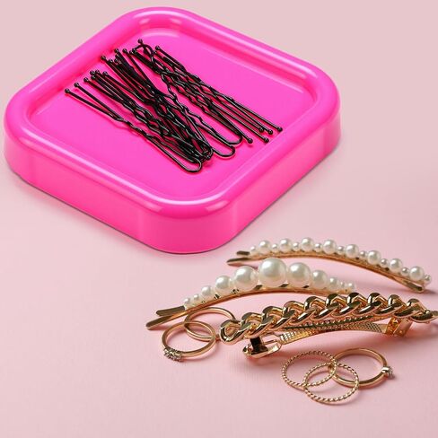 1 Pcs Magnetic Bobby Pin Holder Square Paper Clip Holder Magnetic Hairpin Storage Box Sewing Pincushion Hair Clip Collector for Desk Vanity Sewing DIY Project (Pink) in Saudi Arabia