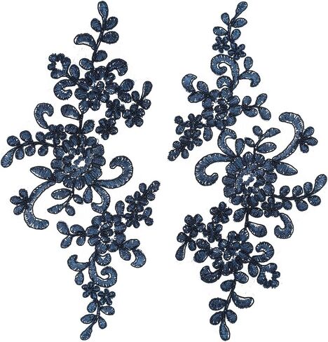 uxcell 2 Pcs Flower Lace Appliques 3D Embroidery Lace Patch Sewing Addition Embellishments for Wedding Bridal Dress Clothes DIY Crafts Accessories Decoration, Silver (23cm) in Saudi Arabia