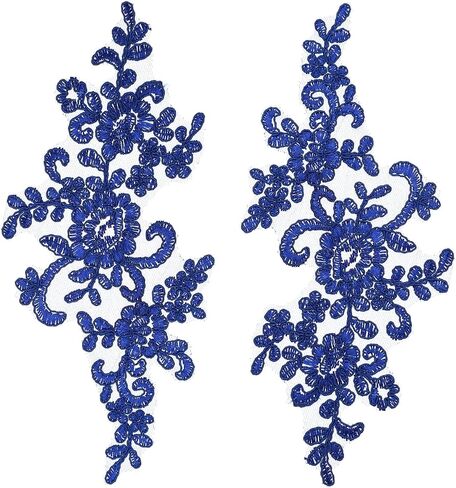 uxcell 2 Pcs Flower Lace Appliques 3D Embroidery Lace Patch Sewing Addition Embellishments for Wedding Bridal Dress Clothes DIY Crafts Accessories Decoration, Silver (23cm) in Saudi Arabia