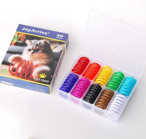 40Pcs 10 Colors Box Stored Springs for Indoor Cats, Cats Coil, Cat Interactive Toys, Cat Swatting Toy, Self-Play Toys, Hunting Toy, Kitten Spring in Kuwait