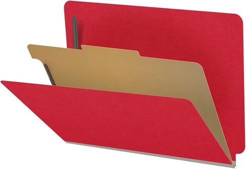 Heavy Duty End Tab Color Folders, 18 pt Letter Size, 2? Expansion, 1 Divider, Red (Box of 10) in Saudi Arabia