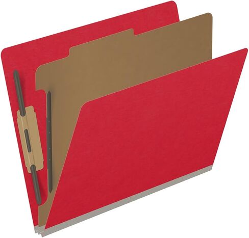 Heavy Duty End Tab Color Folders, 18 pt Letter Size, 2? Expansion, 1 Divider, Red (Box of 10) in Saudi Arabia