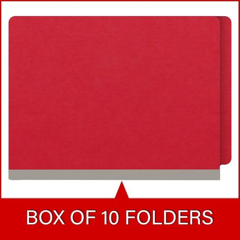 Heavy Duty End Tab Color Folders, 18 pt Letter Size, 2? Expansion, 1 Divider, Red (Box of 10) in Saudi Arabia