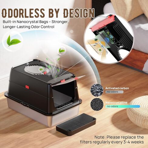 Stainless Steel Litter Box with Lid, SUS304 Metal Cat Litter Box, Enclosed Extra Large Kitty Litter Box High Wall, Jumbo Cat Litter Box with Triple Pedal, Non-Sticky, Anti-Leakage (XXL White) in Kuwait