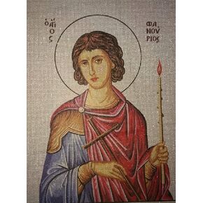 Printed Canvas or Threads for Tapestry Embroidery Needlepoint Gobelin L (Canvas, "Фаnovpios Icon Saint Fanourios" 14101)