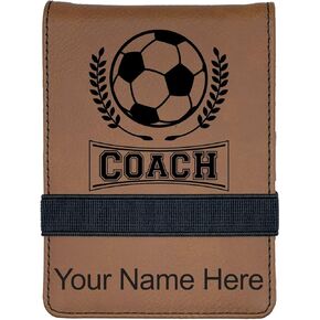 LaserGram Mini Padfolio with Notepad and Pen, Soccer Coach, Personalized Engraving Included (Black with Silver)