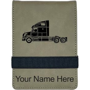 LaserGram Mini Padfolio with Notepad and Pen, Truck Cab, Personalized Engraving Included (Black with Gold)