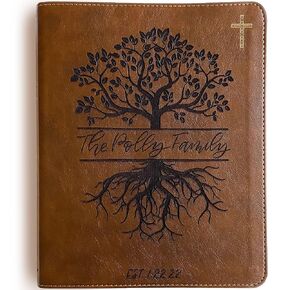 NIV Journaling Bible Personalized Custom Illustrated Tree Illustration with Family Name and Date Included in the Hand Drawn Design, Makes a Great Personalized Wedding, Baptism, Anniversary or Birthday