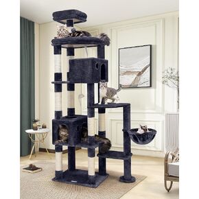 Giant Cat Tree, 83 inch Cat Tree for Indoor Cats Large Adult, XXL Cat Tower with 9 Scratching Posts for 20lb+ Heavy Duty Large Adult Cats, F83, Dark Grey