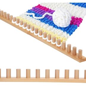 Sienson 48" Chunky Knitting Loom for Blanket Making – Foldable Wood Frame, Portable DIY Hand Knitting Kit for Beginners, Reusable Blanket Loom for Bulky Yarn Crafts & Gifts