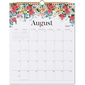 Wall Calendar 2025–2026, Jokotha 18 Monthly Calendar from July 2025 to December 2026, 12"x15", Hanging Hook, Twin-Wire Binding, Floral Design Calendar for Easy Organizing