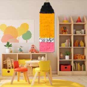 Geelin 4.9 ft LED Classroom Pencil Decor Wall Hanging Fringe with Light String Reusable First Day of School Decorations Hanging Streamer Backdrop Classroom Welcome Back to School Supplies