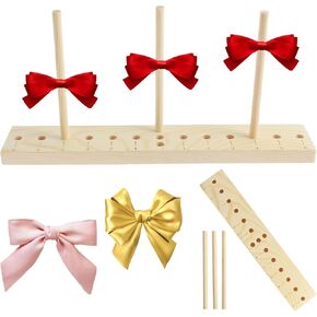 UKQRRTC Bow Maker Wooden Bow Making Tool Adjustable Wood Ribbon Bow Maker Portable Bow Tie Machine Lightweight Bow Maker Tool Wreath Bow Maker for Holiday Decor DIY Craft(Model E)
