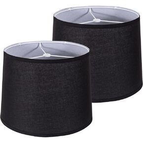 Lamp Shades Set of 2 - Drum Lampshades 11.4" x 12.9" x 9.8" Inches, Fabric Medium Replacement Lampshades for Table Lamp, Floor Lamp, Assembly Required, Spider,Linen in Kuwait