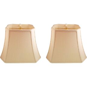 Royal Designs Rectangle Cut Corner Lamp Shade - Beige - (7 x 10) x (12.25 x 18) x 13.25