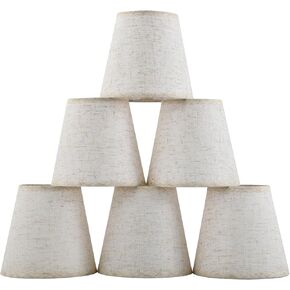 Set of 6 Clip-on Mini Chandelier Lamp Shades,3.5" x 5.1" x 5.5",Small Barrel,Handmade,Traditional Decorative,Natural Linen Lamp Shade,Modern European Style Bell Shade (Black)
